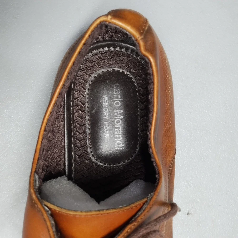 Carlo Morandi Oxford Dress Shoes Mens US 10.5D Brown Leather Memory Foam‎ 900D70